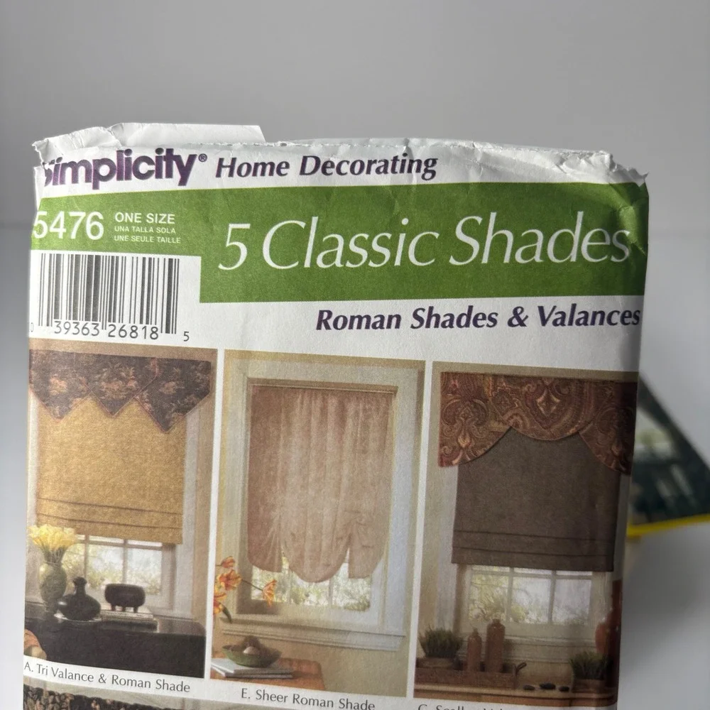 Simplicity Sewing Patterns Lot 5476 9848 Window Treatments Roman Shades Valance